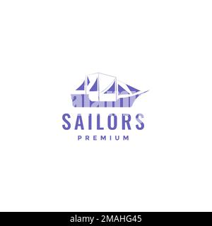 galley boat wood sailing traditional sailors line logo design vector icon illustration template Stock Vector