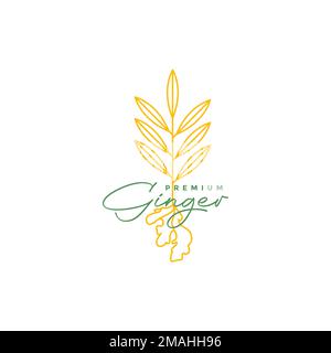 spice ginger recipe tasty root plant benefit for health care logo design vector icon illustration template Stock Vector