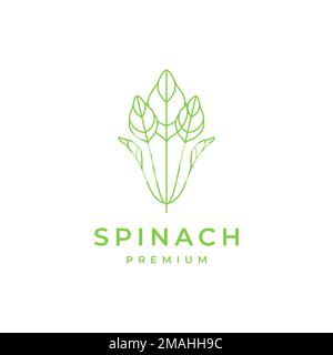 vegetables green spinach fresh nature food health lines minimalist logo design vector icon illustration template Stock Vector