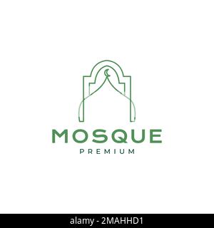 dome mosque and gate pray muslim religion minimalist logo design vector icon illustration template Stock Vector