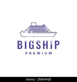 cruise ship ocean sailing minimal line logo design vector icon illustration template Stock Vector