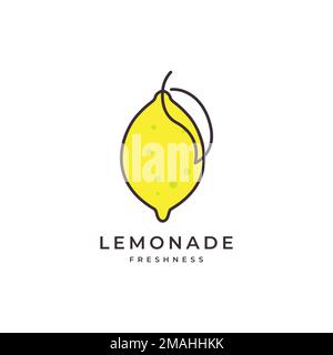 fresh fruit lemonade lemon yellow lines art abstract logo design vector icon illustration template Stock Vector