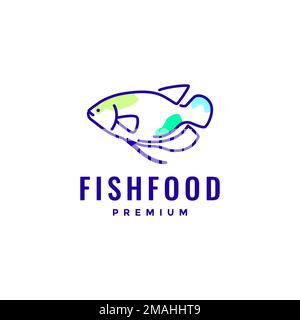 fish gourami food delicious fried or grilled abstract lines art logo design vector icon illustration template Stock Vector