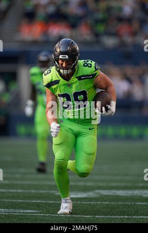 Seattle, United States. 03rd Oct, 2019. Seattle Seahawks tight end Will  Dissly (88) tries to gain extra yards against Los Angeles Rams defensive  back Nickell Robey-Coleman (23) during the first quarter at