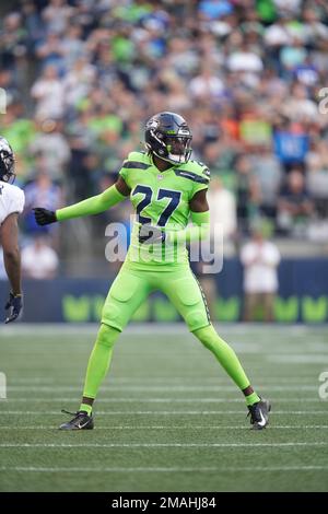 Strong safety Marquise Blair of the Seattle Seahawks defends against