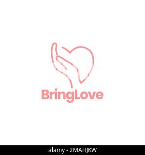 mother touch hand heart love parenting minimal logo design vector icon illustration template Stock Vector