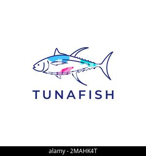 good food tuna fish delicious catching fishing ocean abstract logo design vector icon illustration template Stock Vector