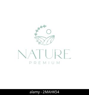 lavender agriculture flowers fragrant plant field minimal circle modern logo design vector icon illustration template Stock Vector