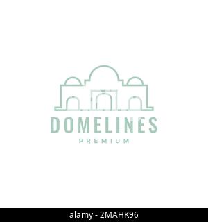 dome mosque gate pray time muslim minimal logo design vector icon illustration template Stock Vector