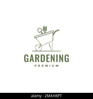 farmer chart harvest with shovel trident pitchfork agriculture logo design vector icon illustration template Stock Vector