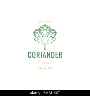 coriander vegetable cooking food menu spice hipster logo design vector icon illustration template Stock Vector
