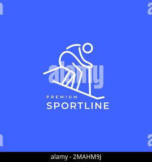 ice skiing sport snow season lines minimal modern logo design vector icon illustration template Stock Vector