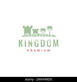 gate monument castle kingdom with palm tree logo design vector icon illustration template Stock Vector