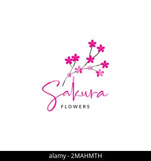 beauty flower plant sakura blossom tree season logo design vector icon illustration template Stock Vector