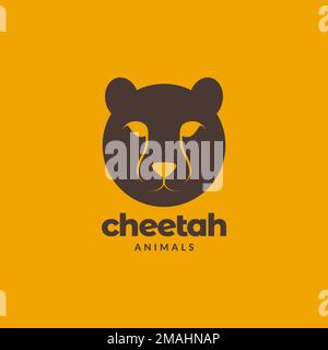portrait head cheetah faster runner hunting flat logo design vector icon illustration template Stock Vector