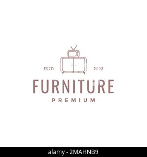 furniture table television radio minimalist interior logo design vector icon illustration template Stock Vector