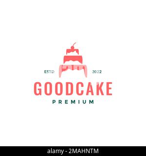 big cake tall birthday surprise delicious food bread logo design vector icon illustration template Stock Vector