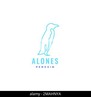 little penguin trying walking alone ocean habitats bird logo design vector icon illustration template Stock Vector