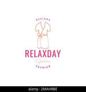 relax bathrobe warm soft cozy lines art logo design vector icon illustration template Stock Vector