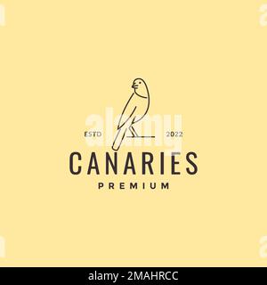 bird canary long tails lines art hipster logo design vector icon illustration template Stock Vector