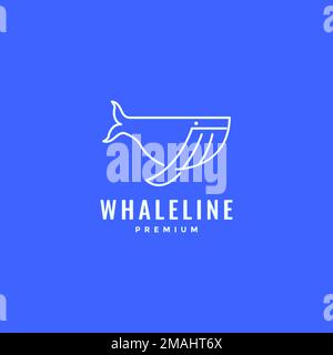humpback whale fish creature ocean giant marine biota line art minimal logo design vector icon illustration template Stock Vector