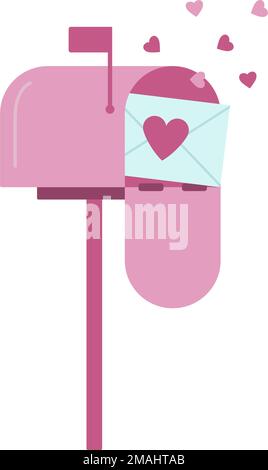 Valentine's day opened mailbox with love heart letter inside. Festive design element for the valentine holidays, events, discounts, and sales. Vector Stock Vector