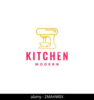 stand mixer batter bread cake cooking kitchen minimalist colorful logo design vector icon illustration template Stock Vector