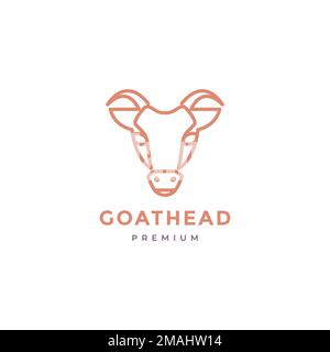 head goat cattle meat and milk line minimal logo design vector icon illustration template Stock Vector