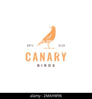canary bird singer wings long tails isolated hipster colored logo design vector icon illustration template Stock Vector