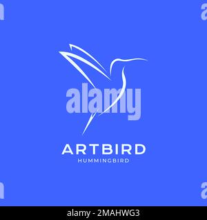 flying hummingbird hunting flapping wings isolated modern logo design vector icon illustration template Stock Vector