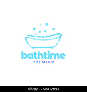 relaxing bathtub with bubble soap minimal logo design vector icon illustration template Stock Vector