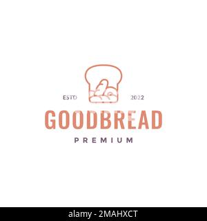 bread wheat breakfast nutrition line logo design vector icon illustration template Stock Vector