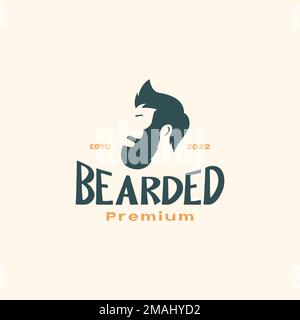 portrait man head long bearded style cool barbershop vintage logo design vector icon illustration template Stock Vector