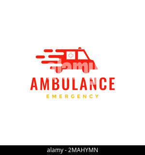 emergency car fast drive red ambulance urgent health care hospital modern logo design vector icon illustration template Stock Vector