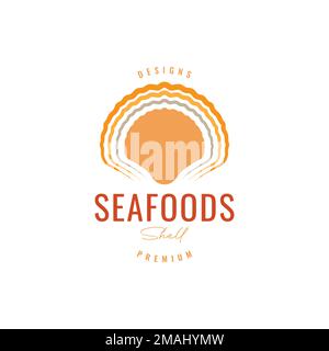 scallop shell seafood delicious creature marine biota coral logo design vector icon illustration template Stock Vector