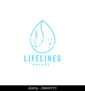 fresh drop water bubble leaf nature minimal logo design vector icon illustration template Stock Vector