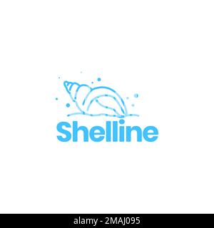 tulip shell creature marine biota corals minimal lines art modern logo design vector icon illustration template Stock Vector