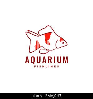 golden fish beauty aquarium lines art abstract logo design vector icon illustration template Stock Vector