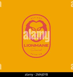 lion head short mane beast animal badge vintage logo design vector icon illustration template Stock Vector
