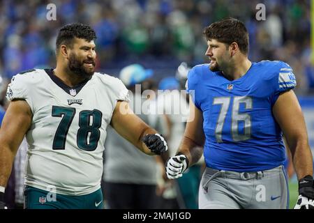 Philadelphia Eagles guard Sua Opeta (78) and Detroit Lions