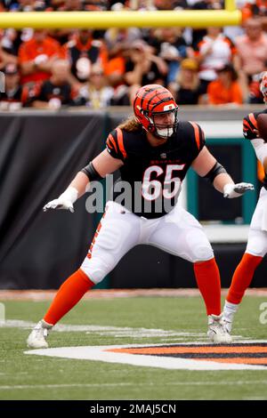 Cincinnati Bengals guard Alex Cappa (65) in coverage during an NFL