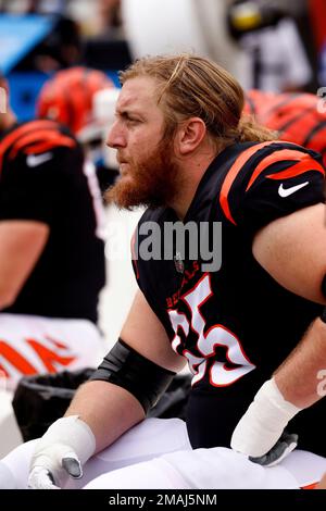Cincinnati Bengals guard Alex Cappa (65) sits on the bench during an NFL  football game against the Pittsburgh Steelers, Sunday, Sep. 11, 2022, in  Cincinnati. (AP Photo/Kirk Irwin Stock Photo - Alamy