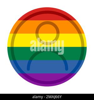 Pride rainbow flag User Icon. LGBTQ Avatar Profile, Social Media User Circle shape style. Vector Illustration Stock Vector