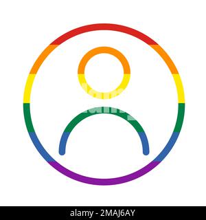 Pride rainbow flag User Icon. LGBTQ Avatar Profile, Social Media User Cutout Circle shape style. Vector Illustration Stock Vector