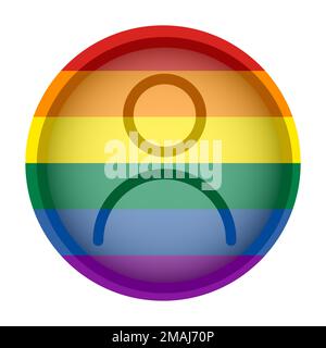 Pride rainbow flag User Icon. LGBTQ Avatar Profile, Social Media User Circle 3D shape style. Vector Illustration Stock Vector