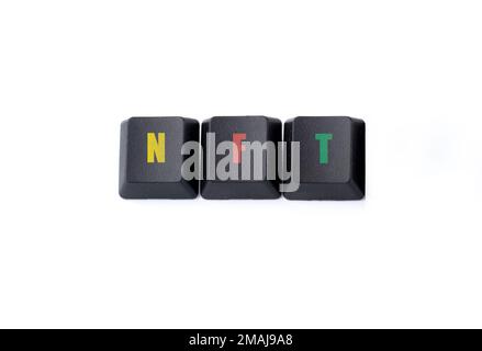 non fungible concept NFT key on a computer keyboard isolated Stock ...