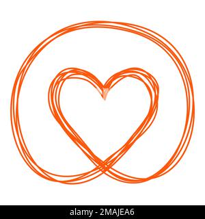 Heart in circle shaped tangled grungy scribble Stock Vector