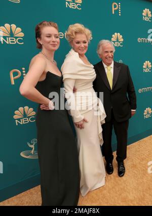 Hannah Einbinder, from left, Jean Smart and Henry Winkler arrive at the