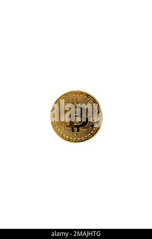 Physical Bitcoin on a white background Stock Photo