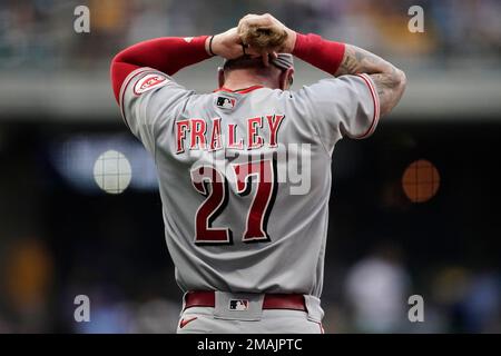 This is a 2022 photo of Mike Moustakas of the Cincinnati Reds baseball team  taken Friday, March 18, 2022, in Goodyear, Ariz. (AP Photo/Charlie Riedel  Stock Photo - Alamy